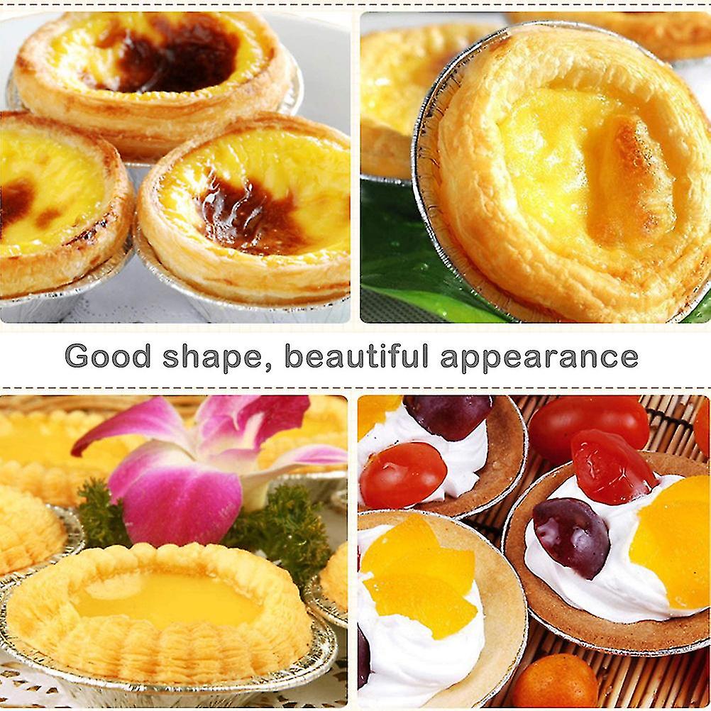 100PCS使い捨て錫箔エッグタルトカップモールド7cm x 2cm x 4cm