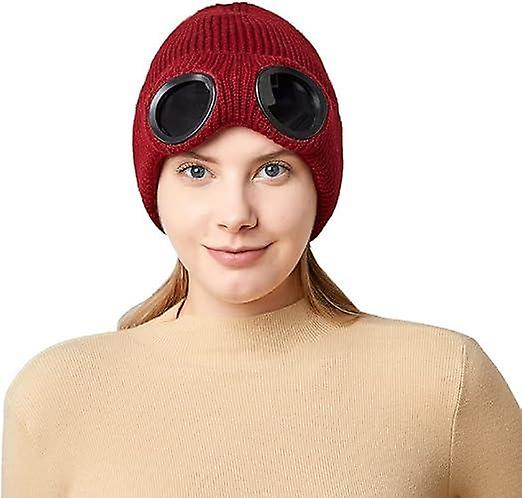 Aviator Sunglasses Knitted hat Cold Proof Warm Wool hat