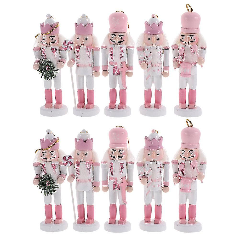 10pcs Christmas Hanging Nutcracker Figure Wooden Nutcracker Ornament Xmas Nutcracker Decoration