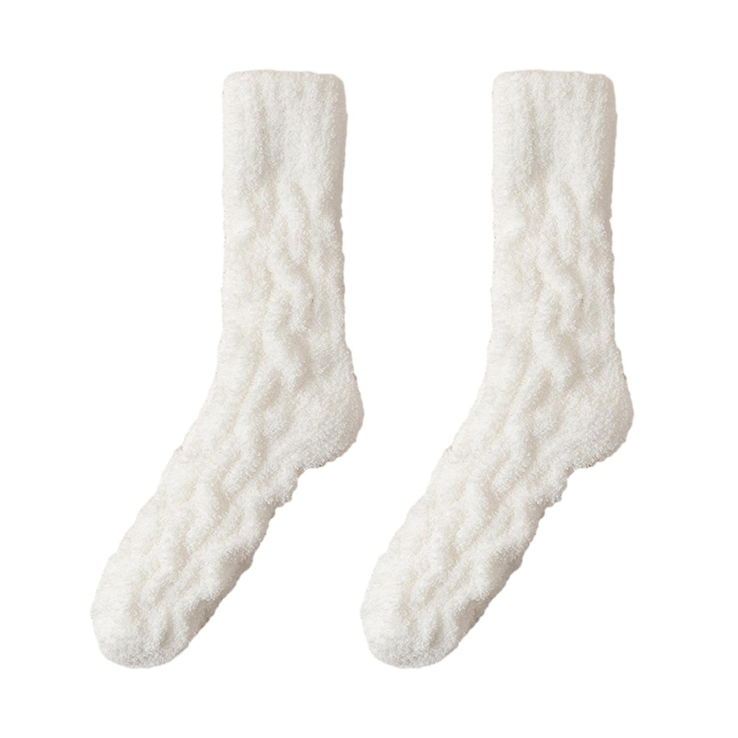 1 Pair Men Winter Socks Mid-tube Coral Fleece Thickened Warm Soft Elastic Anti-slip No Odor Sweat