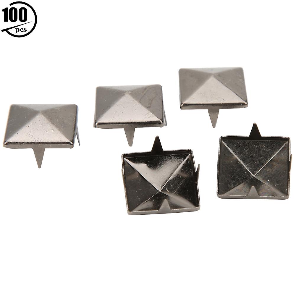 100pcs Square Pyramid Punk Rivets 4 Claw Metal Studs for Bracelets Clothing Shoes HandbagBlack 15mm