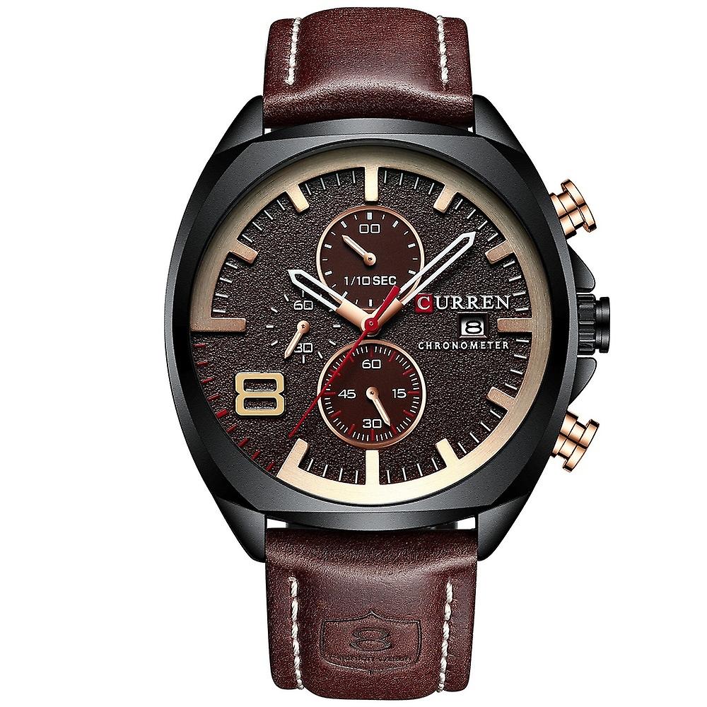 Curren 8324 Waterproof Men Watch Black Shell Coffee