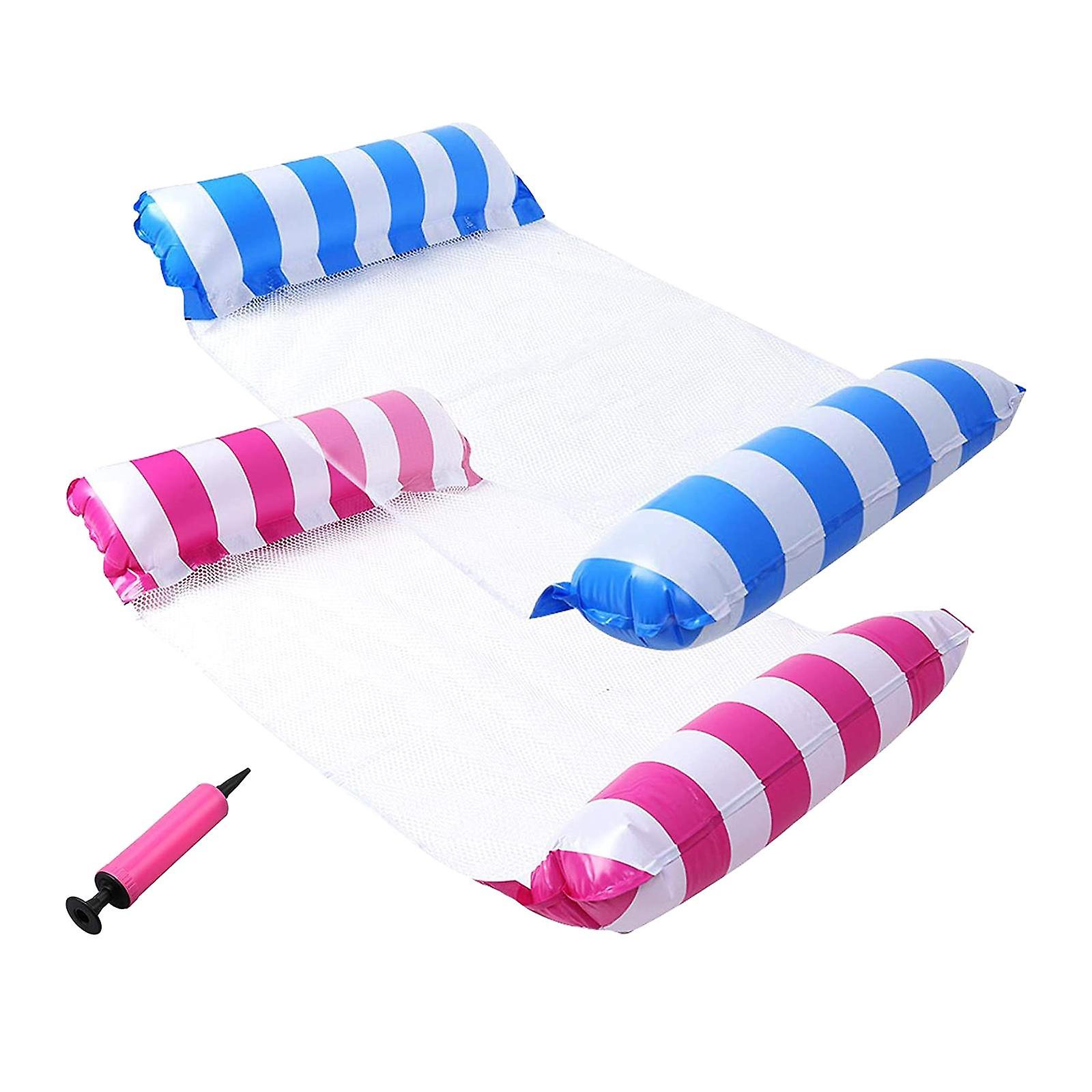 2x Inflatable Floating Float Water Hammock Pool Lounge Bed Red and Blue
