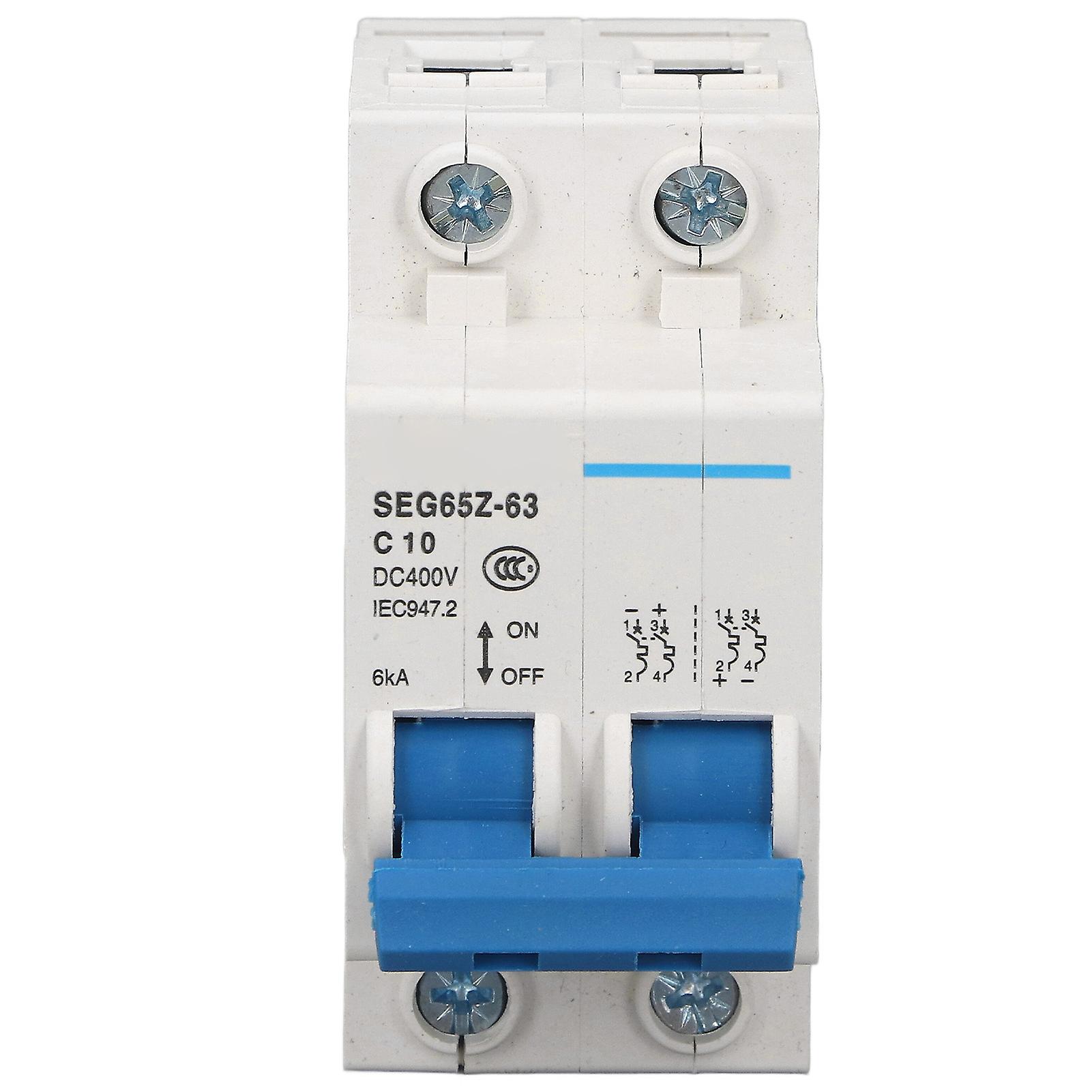 DC Miniature Circuit Breaker 2P 6KA 400V Air Switch for Solar PV System Panels Grid C10 10A 