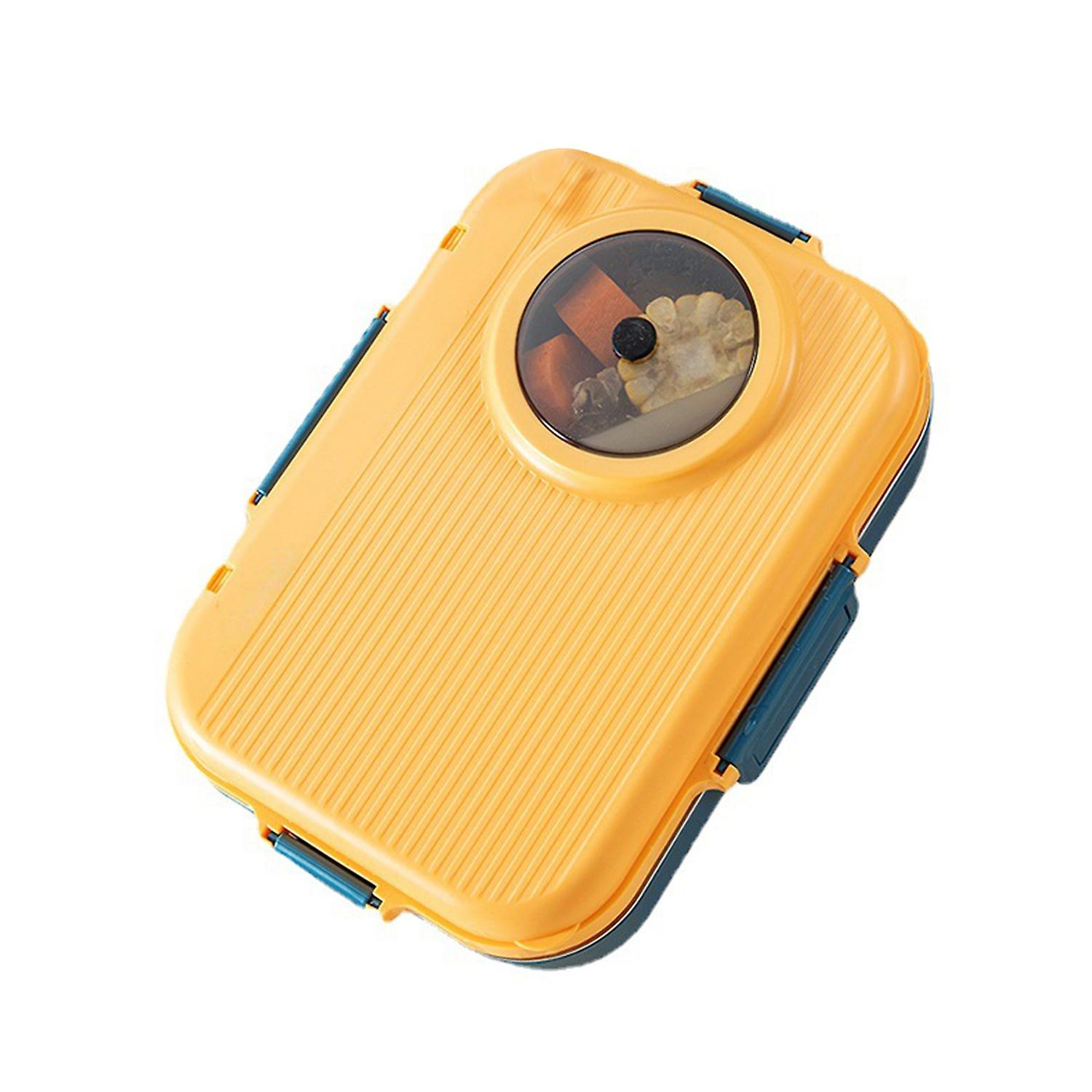 1 Set 1100ml Food Container 3 Compartments BPA Free Stainless Steel Bento Lunch Box with Soup Bowl