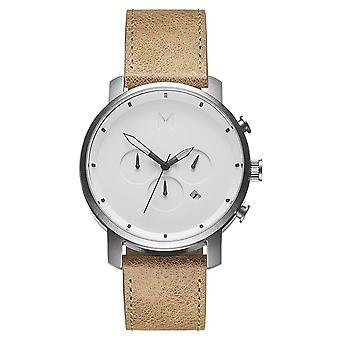 Montre à quartz analogique pour hommes Chrono avec bracelet en cuir de vachette MC01WT