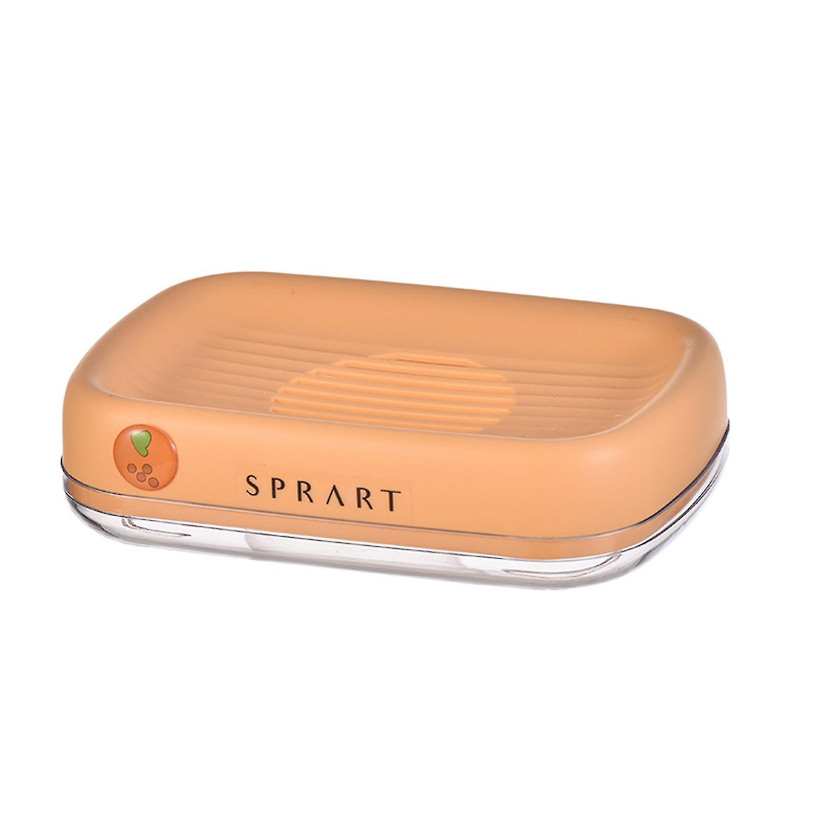 Double Layer Drain Soap Box No Drilling Soap Storage Holder For Bathroom，Orange