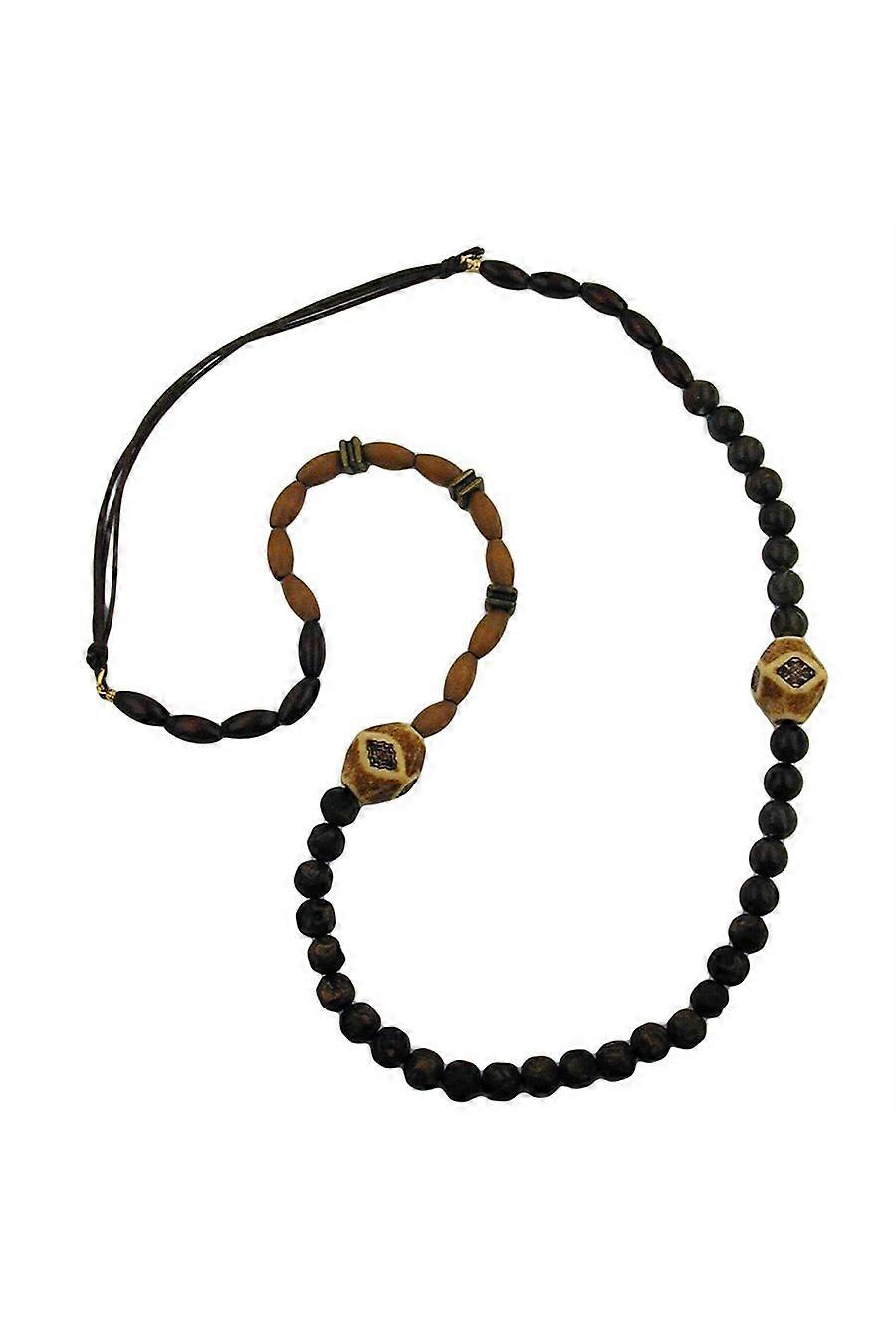 Necklace Brown Beads Different Shapes And Colour Tones - Gl00124