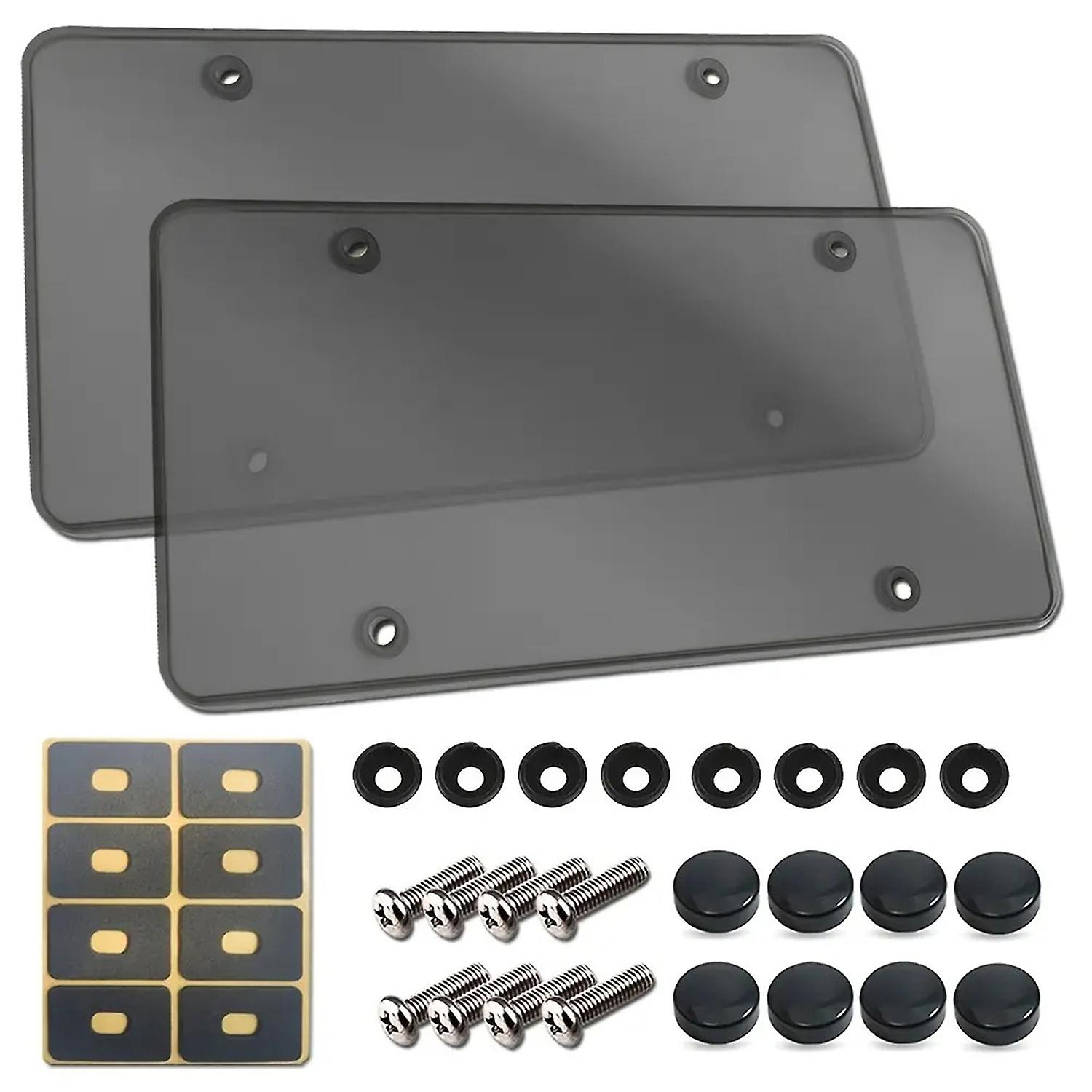 Flat License Plate Covers - 2PCS Grey Unbreakable Protector Kit