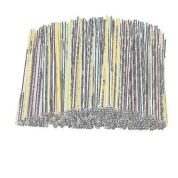 400pcs Plastic Drinking Straws 8 Inches Long Multi-colored Striped Bedable Disposable Straws