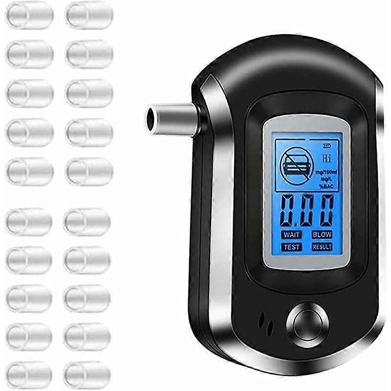Alcootest électronique, numérique portable avec écran LCD, capteur à semi-conducteur, sensibilité du testeur d’alcool avec 20 embouts Fonepro