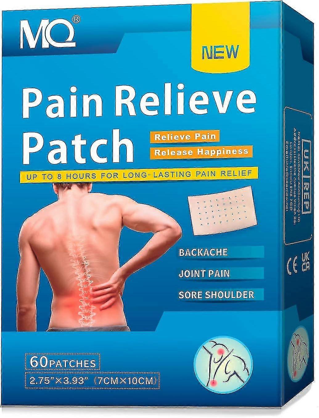 Smärtplåster 60-pack värmebehandling smärtlindrande plåster, 24 timmar långvarig smärtlindring för rygg, knäled, nacke, axelsmärta, muskler