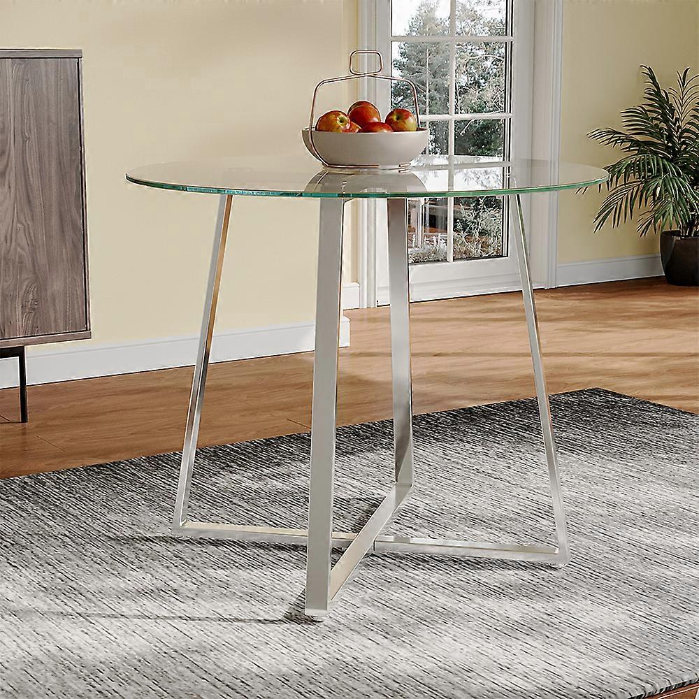 Dining Table Modern Side Table Metal Legs Round Dining Table with Tempered Glass Top