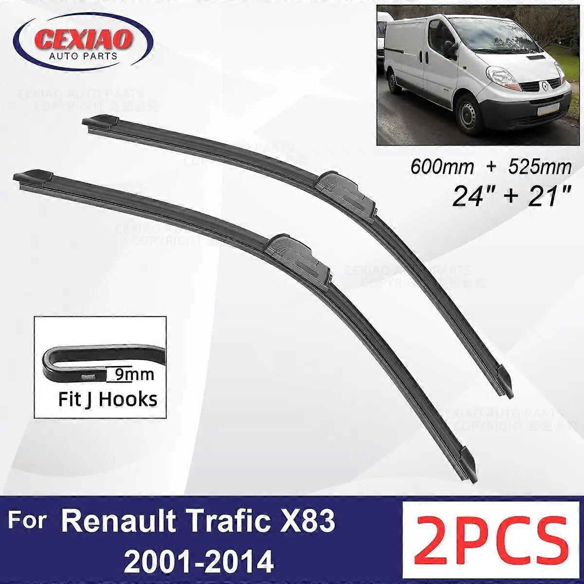 Car Wiper For Renault Trafic X83 2001~2014 Front Wiper Blades Soft Rubber Windscreen Wipers Auto Windshield 24"+21" 600mm 525mm FN9U4566