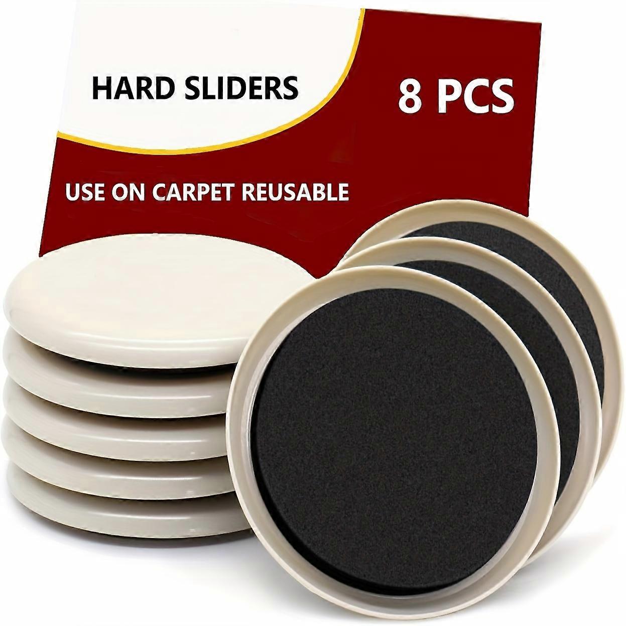 8pcs Heavy-Duty Furniture Sliders - Reusable Gliders for Carpet and Hardwood Floors, Easy Moving Pads with Metal Reinforcement, Floor Protectors, and
