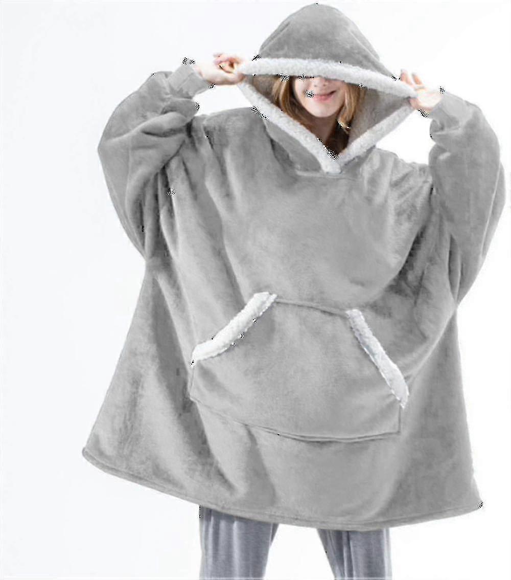 Blanket Sweatshirt Oversized Hoodie Wearable Blanket Soft Warm Comfortable Giant Front Pocket S