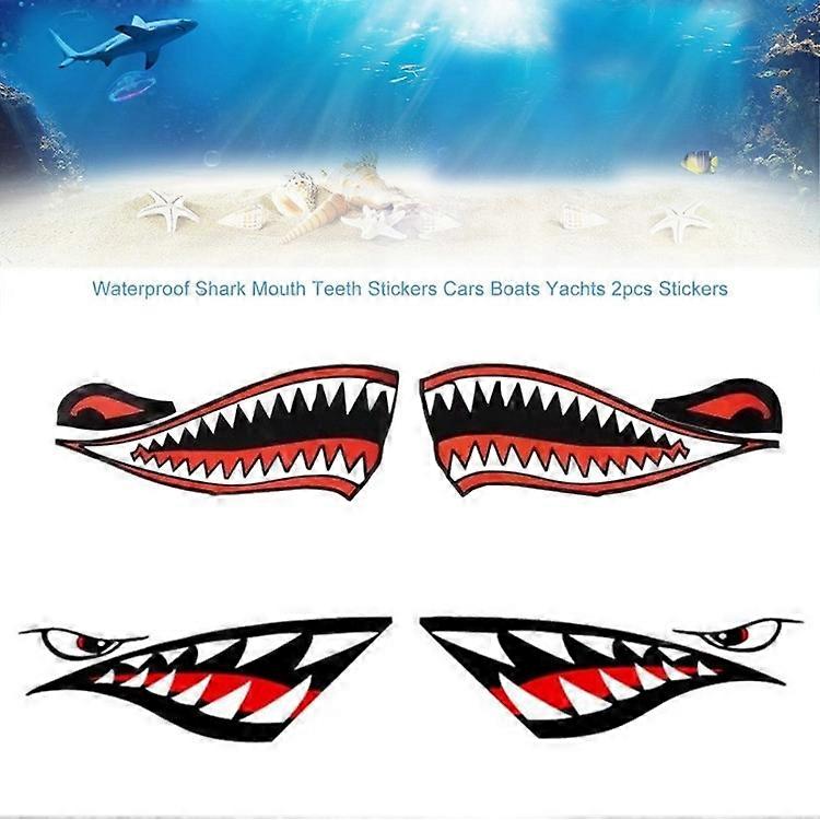 Bleu 4pcs imperméable drôle requin bateau autocollant décalcomanies Decor