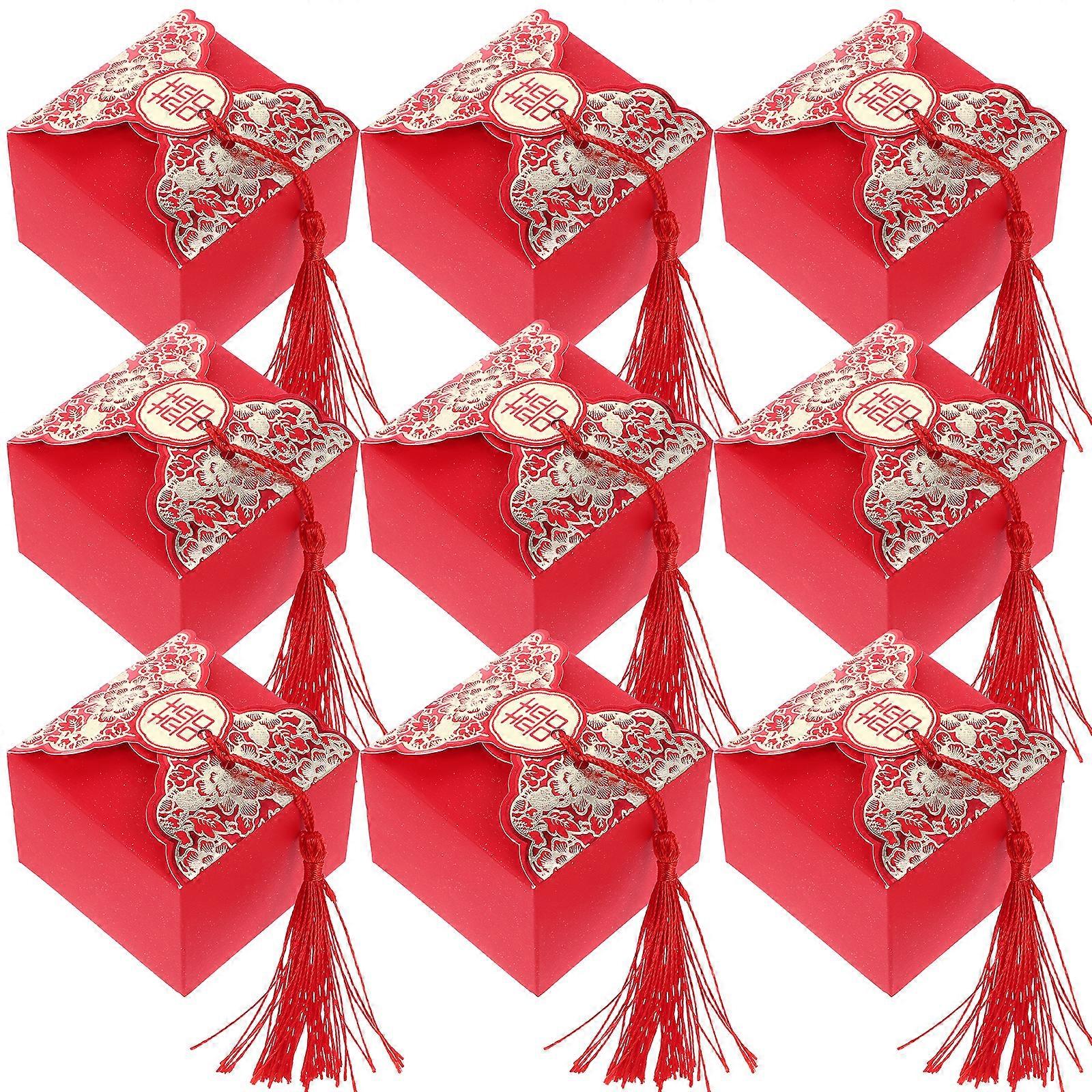 20 Pcs Exquisite Packing Gift Box Red Gift Candy Case Portable Wedding Candy Box