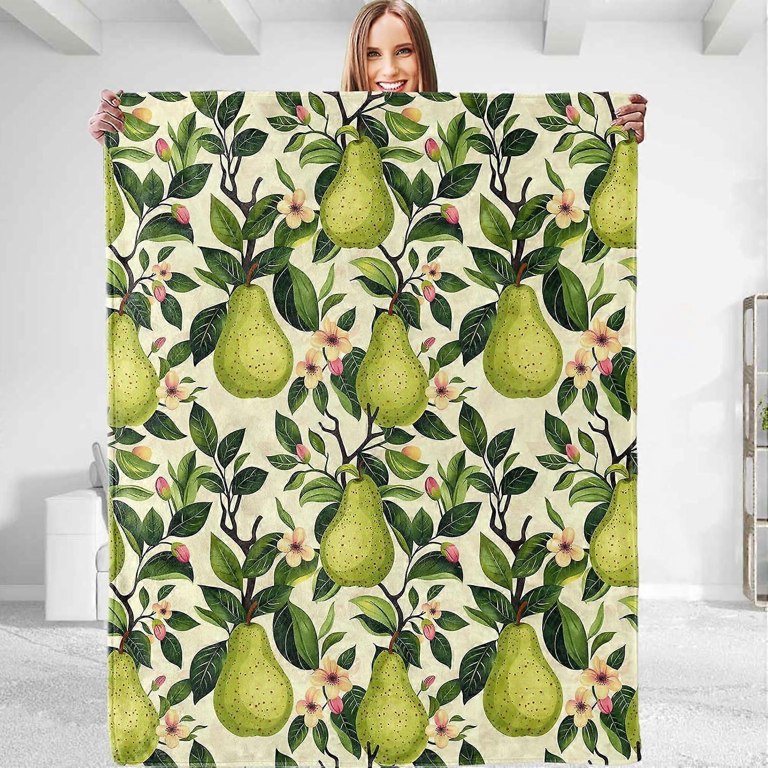 Funny Pear Throw Blanket - Plush, Soft, Comfy, Lightweight, Warm, Fuzzy, Anti-Pilling Flannel Blanket for Women & Men - Ideal for Couch, Travel, Bed, 