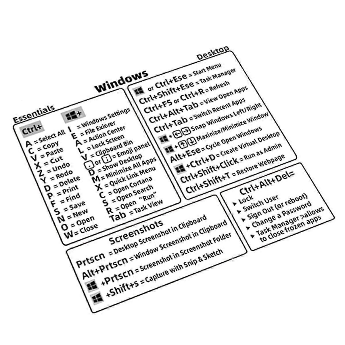Reference Keyboard Shortcut Stickers PC Laptop Desktop Short Cut Sticker for