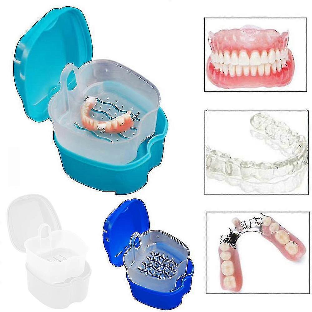 Denture Case Orthodontic Dental Retainer Box False Teeth Storage Container Denture Cleaning Box