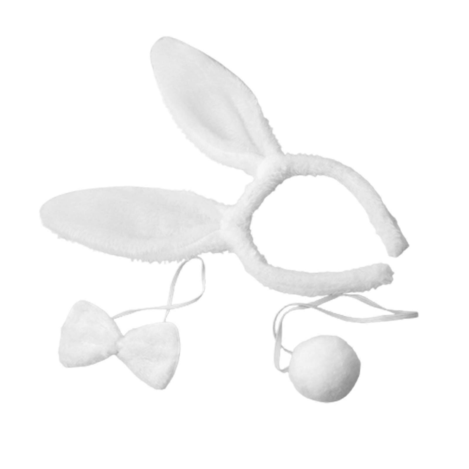 Rabbit Ears Headband Bow Tie Tail Plush Tail Set Easter Cosplay Accessory