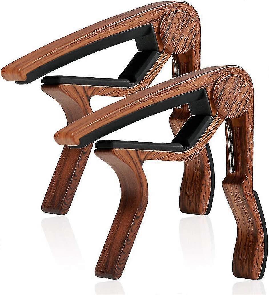 Akustisk gitarr Capo, 6-strängad akustisk & elgitarr tillbehör - mörkt trä 2-pack