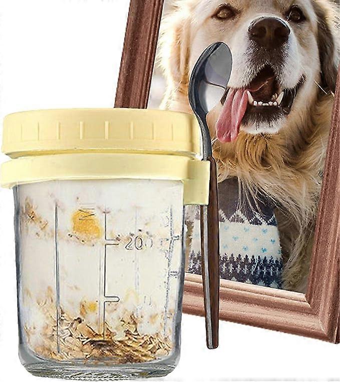 Oats Jars With Lids - Salad Jars With Spoon - Breakfast On The Go Cups, Oats Jars With Measuring Markings, Large Capacity Airtight Jars For Milk, Cere