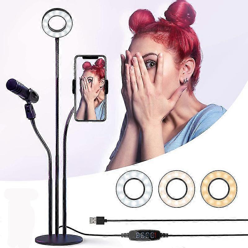 Docooler 3-in-1 Led Ring Light With Cell Phone Holder Stand