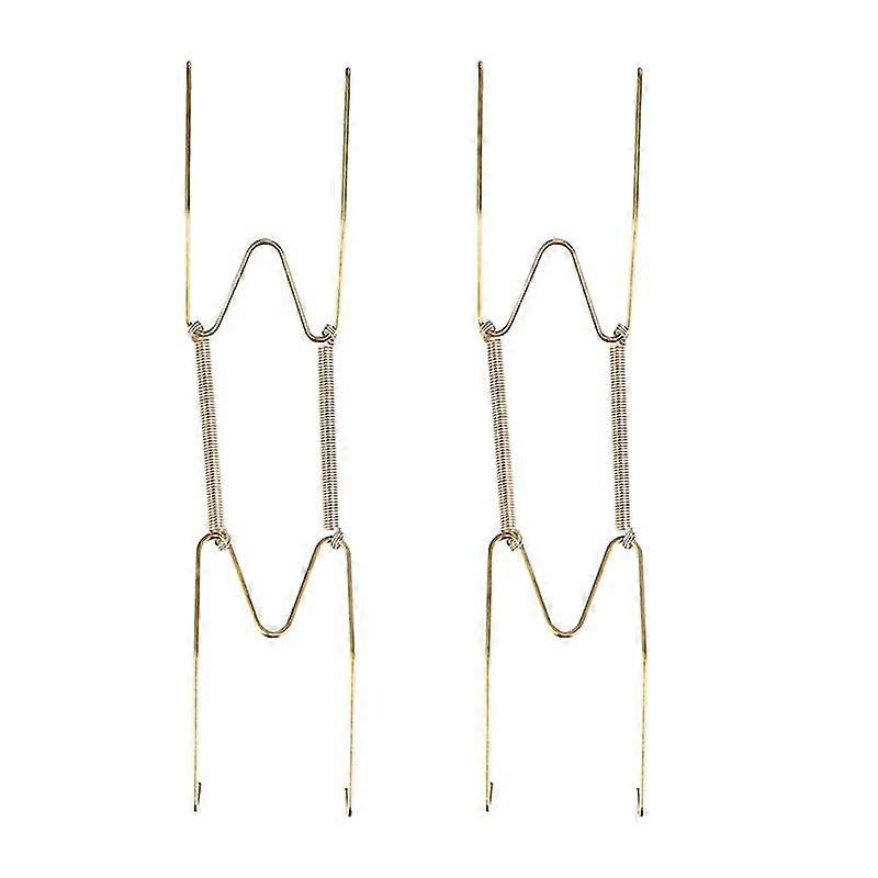 8pcs 8 inch wall display plates hanger w type dish spring holder invisible hook home decor (gold)