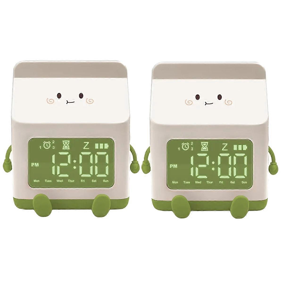 Milk Carton Electronic Alarm Clock Student Mini Countdown Cute Small Alarm Clock Bedroom Clock Gree