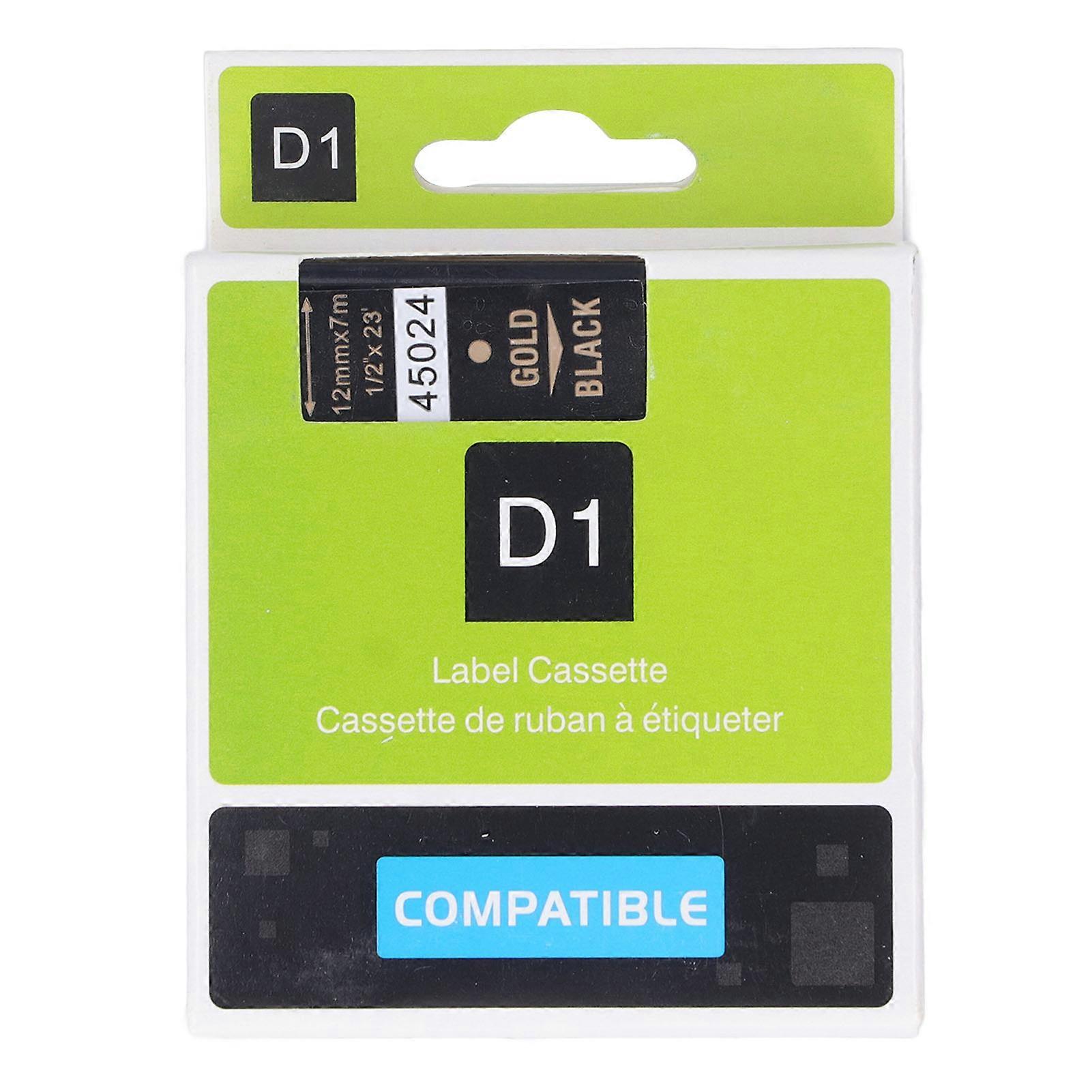 Label Maker Tape 12mm 23ft Long Waterproof Oil Resistant Even Ink Long Lasting Labeler Tape for LM210D LP420 M500TS 12mm Gold On Black