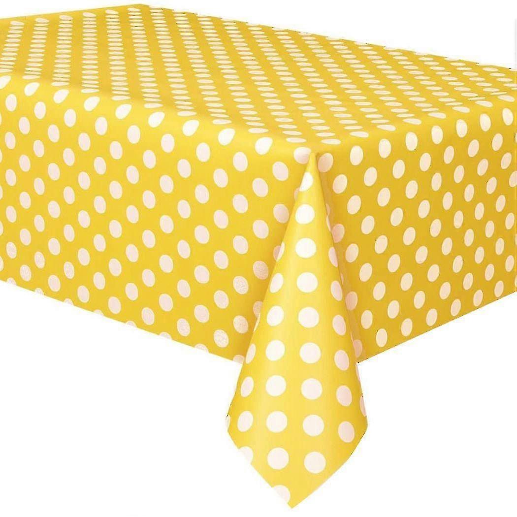 Polka Dot PVC Vaxduk Duk - Gul, 137 x 183 cm, Rektangulär