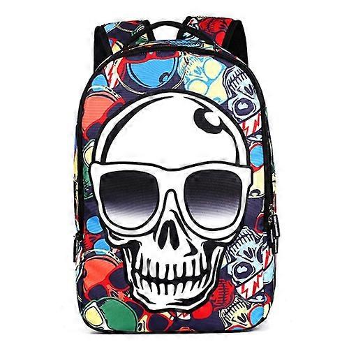 Color Skull Pattern Print Travel Backpack School Shoulders Bag