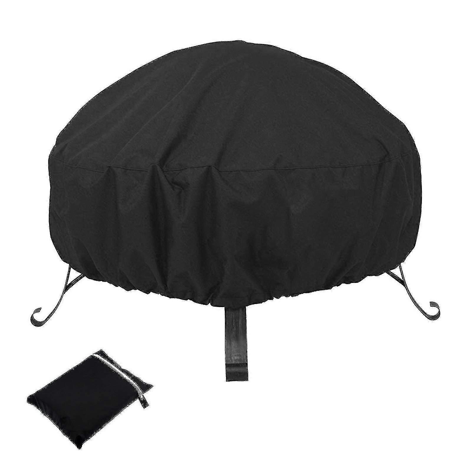 Fire Pit Round Tarp Waterproof Reusable Drawstring 85 X 40cm Black Hy
