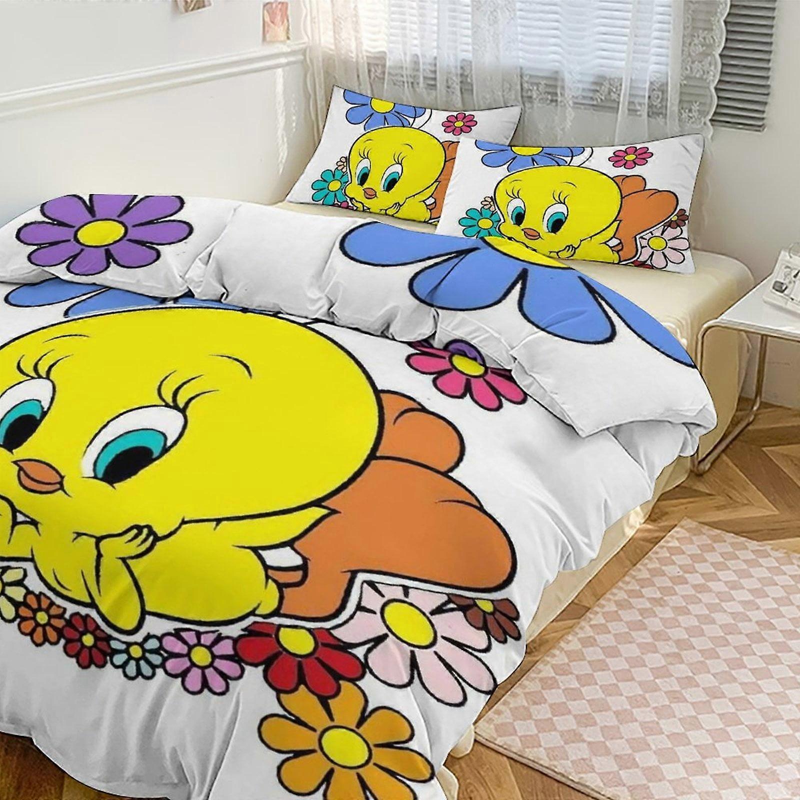 ملاءات السرير g367 TweetyBird طباعة طقم الفراش نمط لحاف كوف طقم 3 قطع 1 غطاء لحاف و 2 كيس وسادة للنساء والرجال والمراهقين tq367 ملاءات السرير