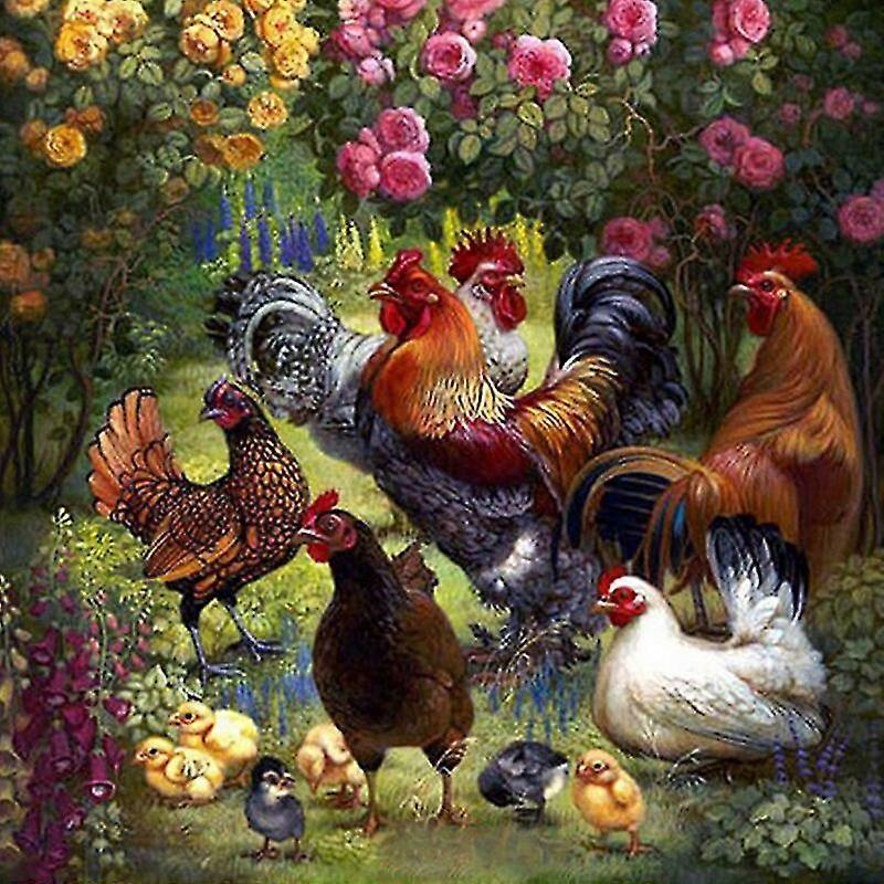 100% Full 5d Diy Daimond Painting Cross-stitch Rooster Family 3d Diamond Mosaic Full Round Rhinestones Paintings Embroidery Decor