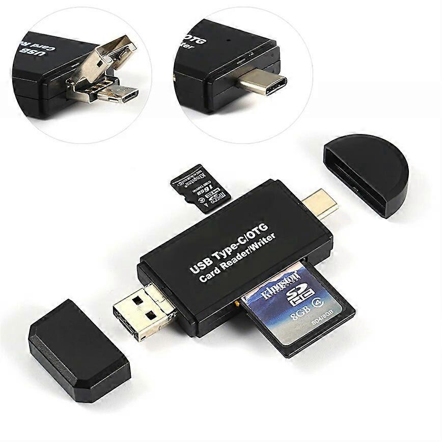 5 in 1 USB 2.0 Lettore di schede SD Lettore di schede USB C Lettore di schede di memoria intelligente TF / Mirco Tipo C OTG Flash Drive Adattatore per lettore di schede