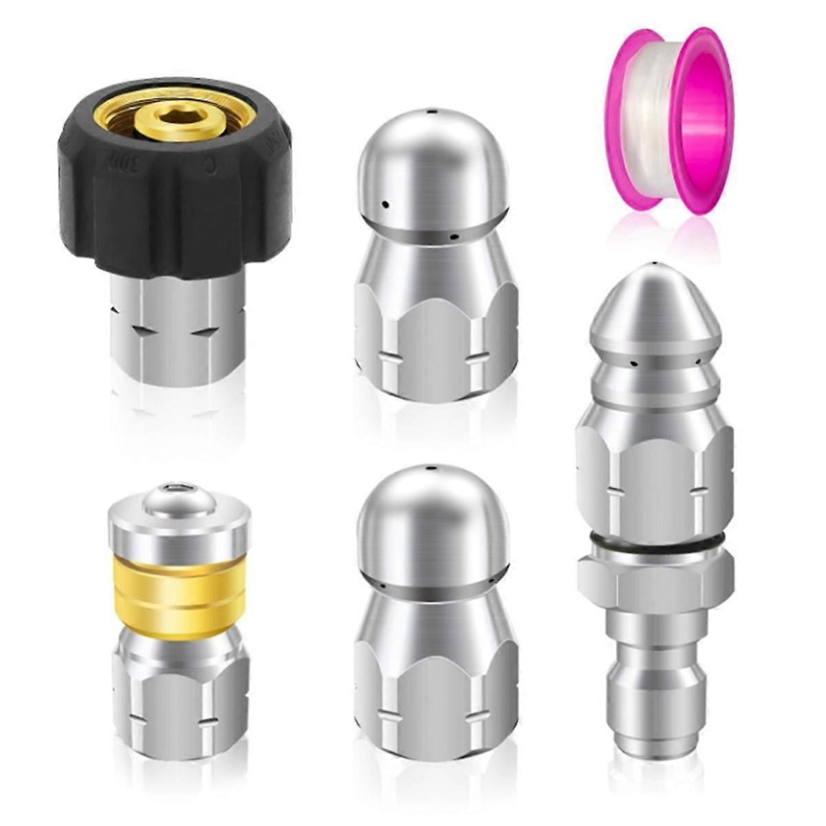 Sewer Jet Nozzle Kit, Drain Sewer Cleaning Tool for Pressure Washer, Pipe System, 5000Psi,1/4 Quick