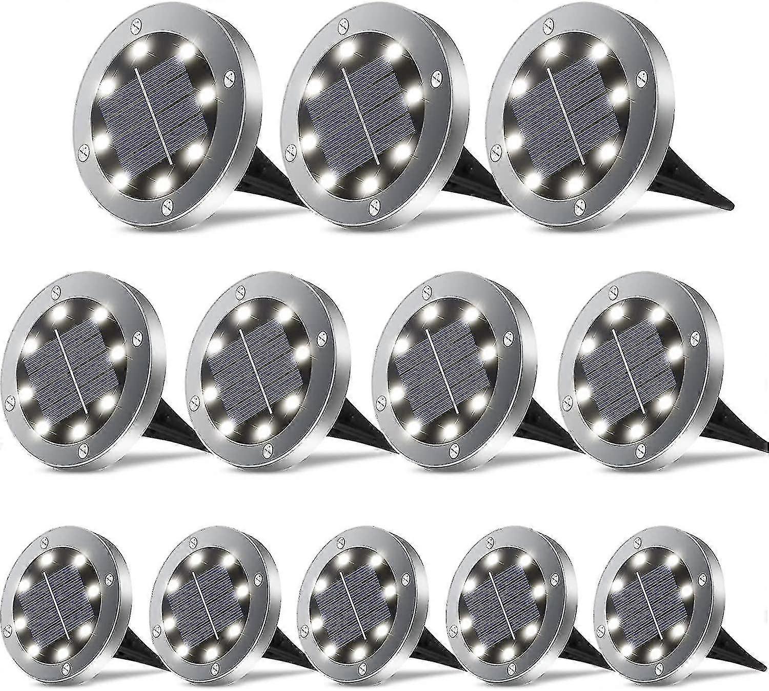 4 Packs Solar Ground Lights 8 Led Outdoor Buried Lamp Disk Lawn Pathway Garden