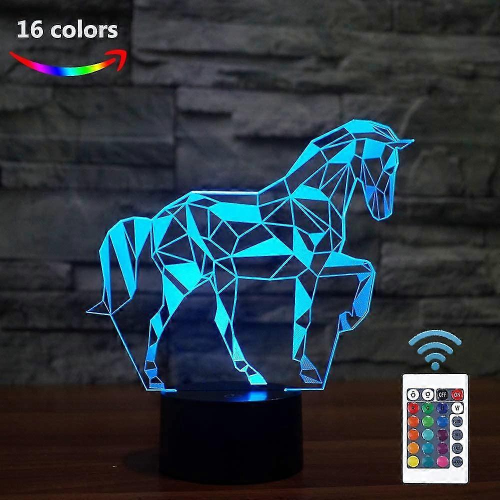 Night Lights For Kids 3d Illusion Horse Bedside Lamp 16 Changing Colors With Remote Control Best Birthday Gifts For Kid Baby Boy And Girl