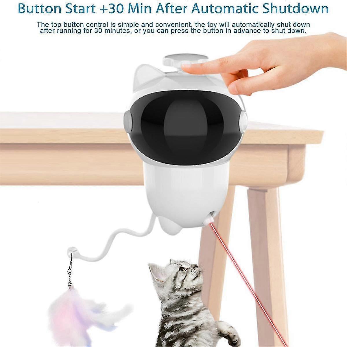 Interactive Toys For Indoor Cats, Laser Toy With Led Light,360rotating Hanging, With Feathers ,usb Rechargeable