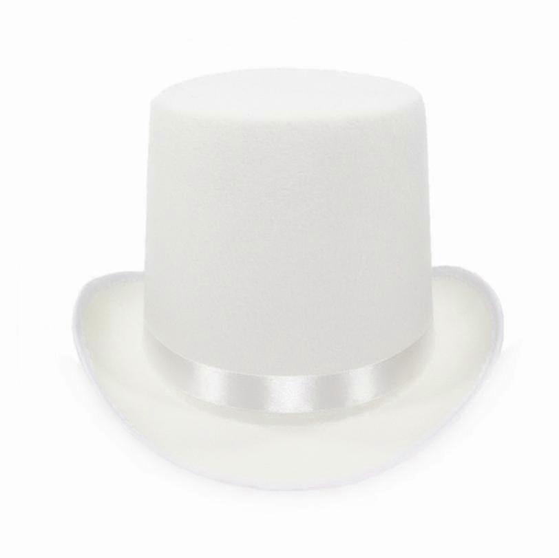 Bristol Novelty Unisex Wool Effect Top Hat White