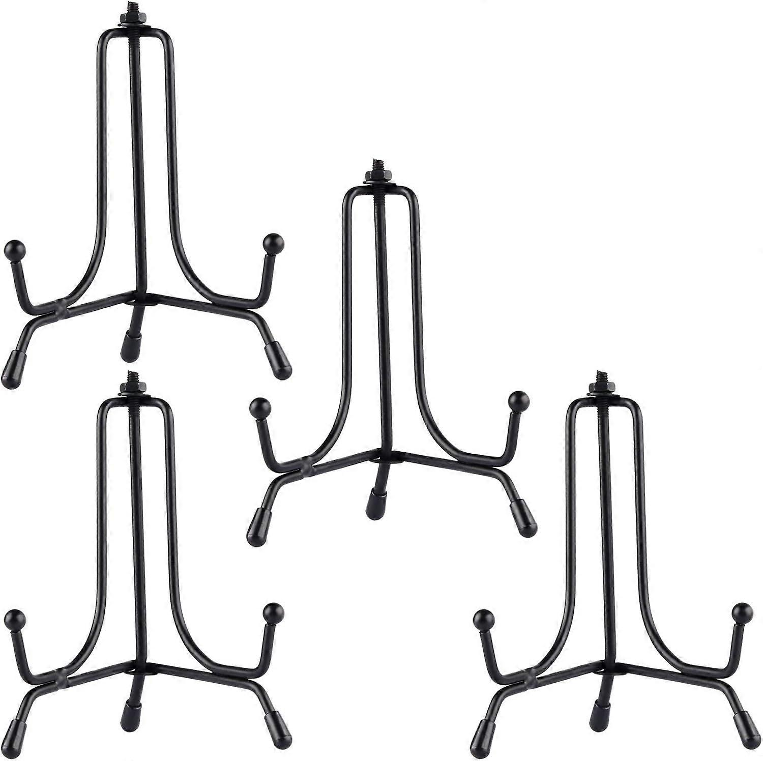4 Pack Upgraded Non-Slip Plate Displays Decorative Photo Frame Stand Display Stands Black Easel Iron Display Racks for Decorative Plate and Art -(4 In