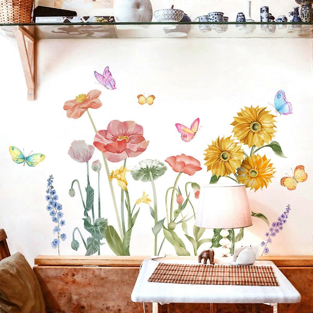 1set Flowers Wall Sticker Watercolor