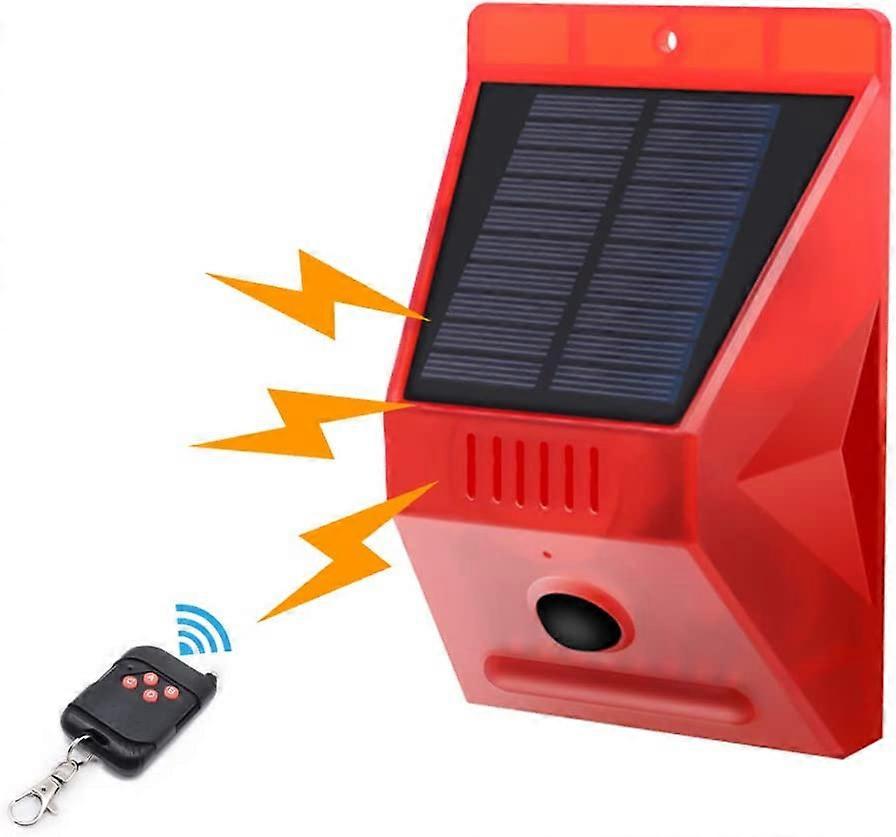 LED Solar Motion Sensor Strobe Light,IP65 Waterproof w/Remote,129db