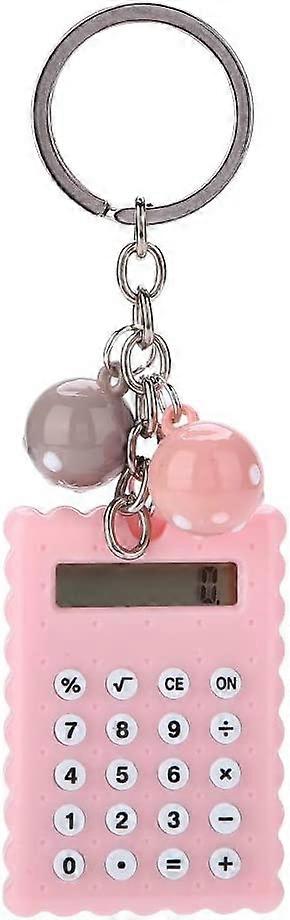 Calculator,8 Digit with Keychain-Blue Color Silicone Button (Pink)