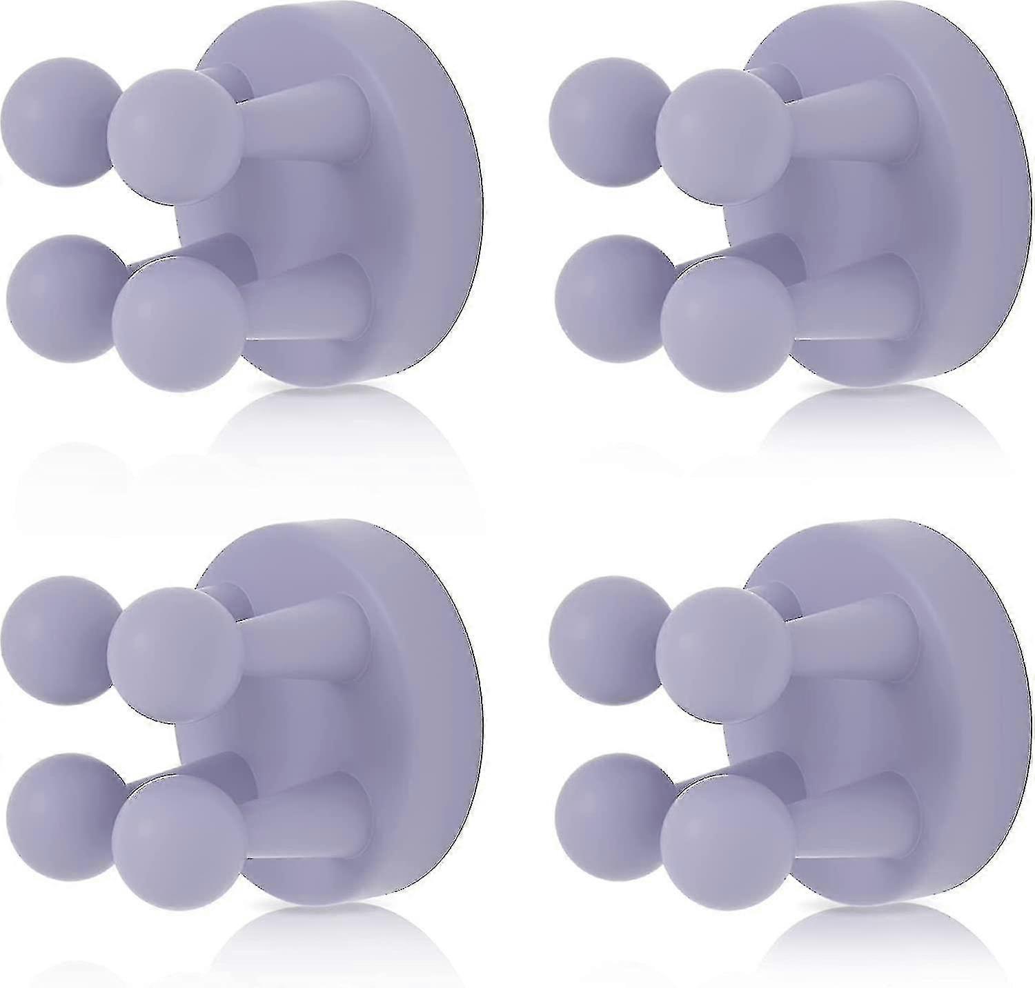 4 Pcs Silicone Toothbrush Holder Multi-function Hook Waterproof Self Adhesive Single Toothbrush Hook Plug Holder For Wall (purple)