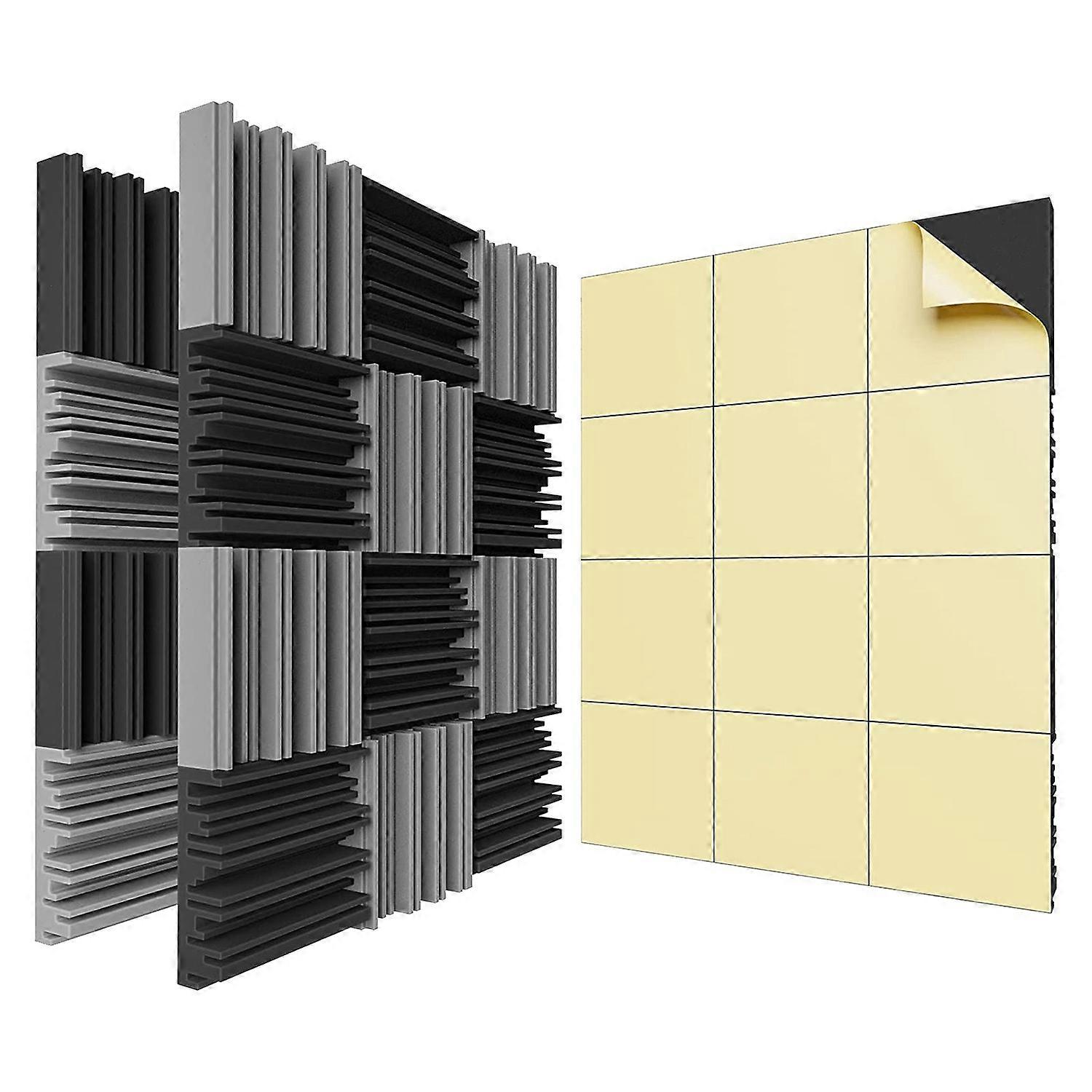 24 Pack Self-Adhesive Sound Proof Foam Panels,12 X 12 X 2 Inches Acoustic Foam,High Resilience Soun