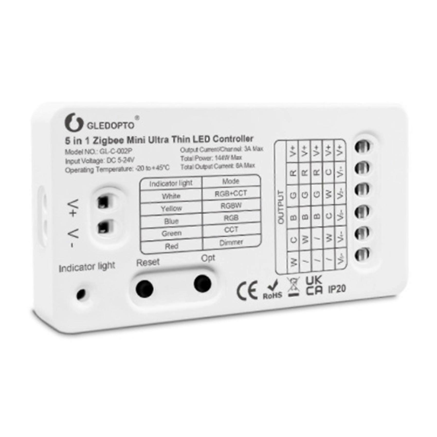 Zigbee 3.0 DC5-24V Mini 5 in 1 RGBCCT/RGBW/RGB/CCT/Dimmer LED Light Strip Controller for TV Backli